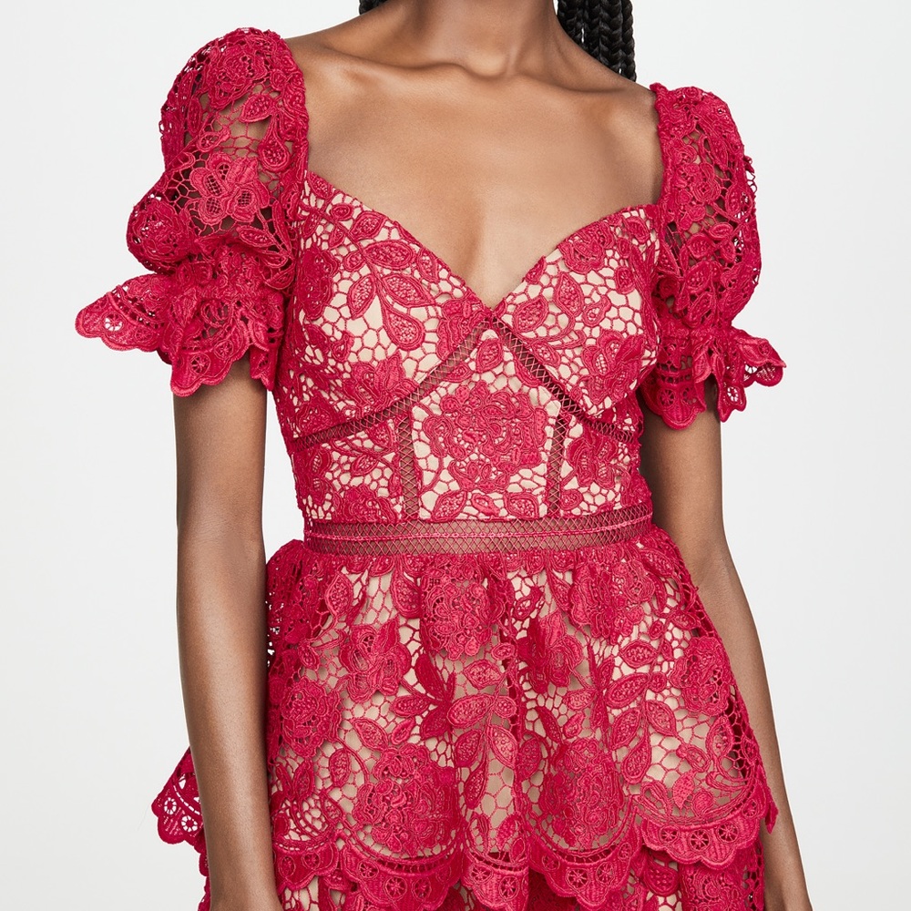 Self Portrait Flower Lace Mini Dress